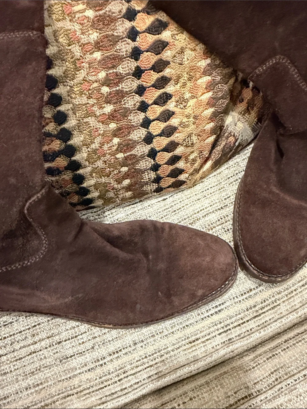 Chanel Women's Tall Suede Boots in Dark Brown Size 40
